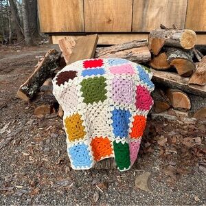 Colorful Crochet Patchwork Blanket